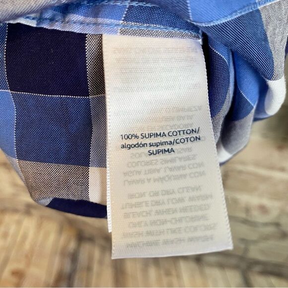 Buttoned Down Plaid Blue White Long Sleeve Button Down Supima Cotton Medium - Picture 3 of 6